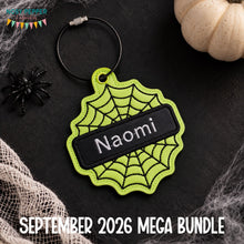 Load image into Gallery viewer, Web appliqué name bag tag/bookmark/ornament machine embroidery design DIGITAL DOWNLOAD