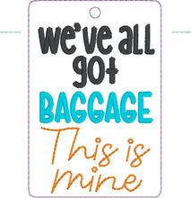 Load image into Gallery viewer, We&#39;ve All Got Baggage luggage tag set APRIL MYSTERY BUNDLE machine embroidery design DIGITAL DOWNLOAD