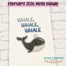 Load image into Gallery viewer, Whale Whale Whale applique machine embroidery design (4 sizes included) DIGITAL DOWNLOAD