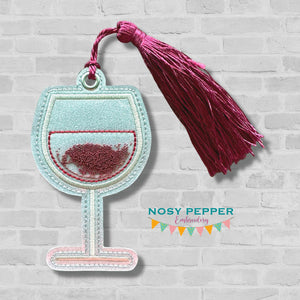 Wine shaker bookmark/bag tag/ornament machine embroidery file DIGITAL DOWNLOAD