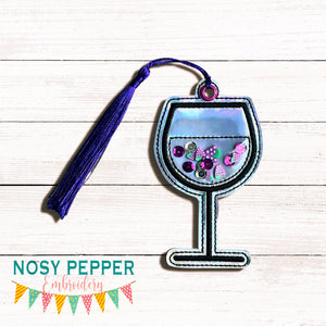 Wine shaker bookmark/bag tag/ornament machine embroidery file DIGITAL DOWNLOAD