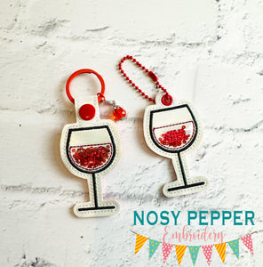 Wine shaker snap tab and eyelet fob machine embroidery file (single and multi files included) DIGITAL DOWNLOAD