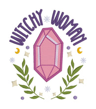 Load image into Gallery viewer, Witchy Woman machine embroidery design (5 sizes included) DIGITAL DOWNLOAD