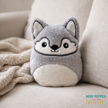 Load image into Gallery viewer, Wolf stuffie (5 sizes included) machine embroidery design DIGITAL DOWNLOAD