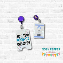 Load image into Gallery viewer, Not The Worst badge reel case machine embroidery design DIGITAL DOWNLOAD
