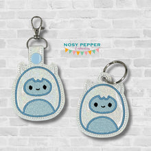 Load image into Gallery viewer, Yeti squishy snap tab and eyelet fob machine embroidery file (single and multi files included) DIGITAL DOWNLOAD