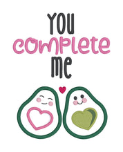 Load image into Gallery viewer, You Complete Me applique machine embroidery design (4 sizes included) DIGITAL DOWNLOAD