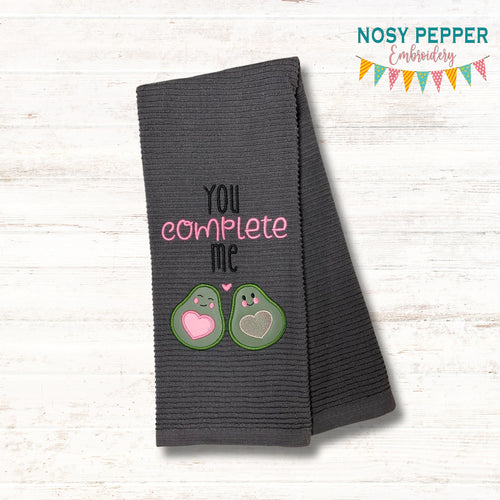 You Complete Me applique machine embroidery design (4 sizes included) DIGITAL DOWNLOAD