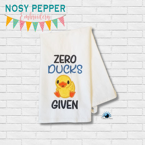 Zero Ducks Given applique machine embroidery design (4 sizes included) DIGITAL DOWNLOAD