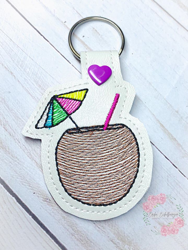 Pina Colada Snap tab 4x4 machine embroidery design DIGITAL DOWNLOAD