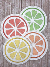 Load image into Gallery viewer, Citrus Coaster Sketchy 4x4 machine embroidery design DIGITAL DOWNLOAD