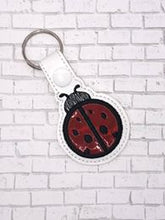 Load image into Gallery viewer, Lady bug  snap tab (fill and applique versions included) machine embroidery design DIGITAL DOWNLOAD