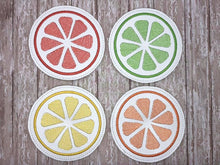 Load image into Gallery viewer, Citrus Coaster Sketchy 4x4 machine embroidery design DIGITAL DOWNLOAD