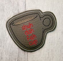 Load image into Gallery viewer, Shuh Da Fah Cup Coaster 4x4 machine embroidery design DIGITAL DOWNLOAD