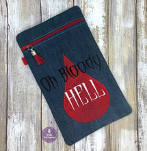 Load image into Gallery viewer, Bloody Hell ITH bag (5 sizes available) machine embroidery design DIGITAL DOWNLOAD