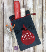 Load image into Gallery viewer, Bloody Hell ITH bag (5 sizes available) machine embroidery design DIGITAL DOWNLOAD