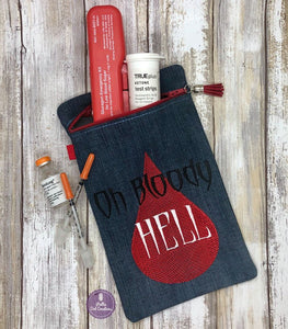 Bloody Hell ITH bag (5 sizes available) machine embroidery design DIGITAL DOWNLOAD