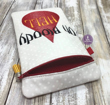 Load image into Gallery viewer, Bloody Hell ITH bag (5 sizes available) machine embroidery design DIGITAL DOWNLOAD
