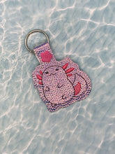 Load image into Gallery viewer, Axolotl snap tab 4x4 machine embroidery design DIGITAL DOWNLOAD