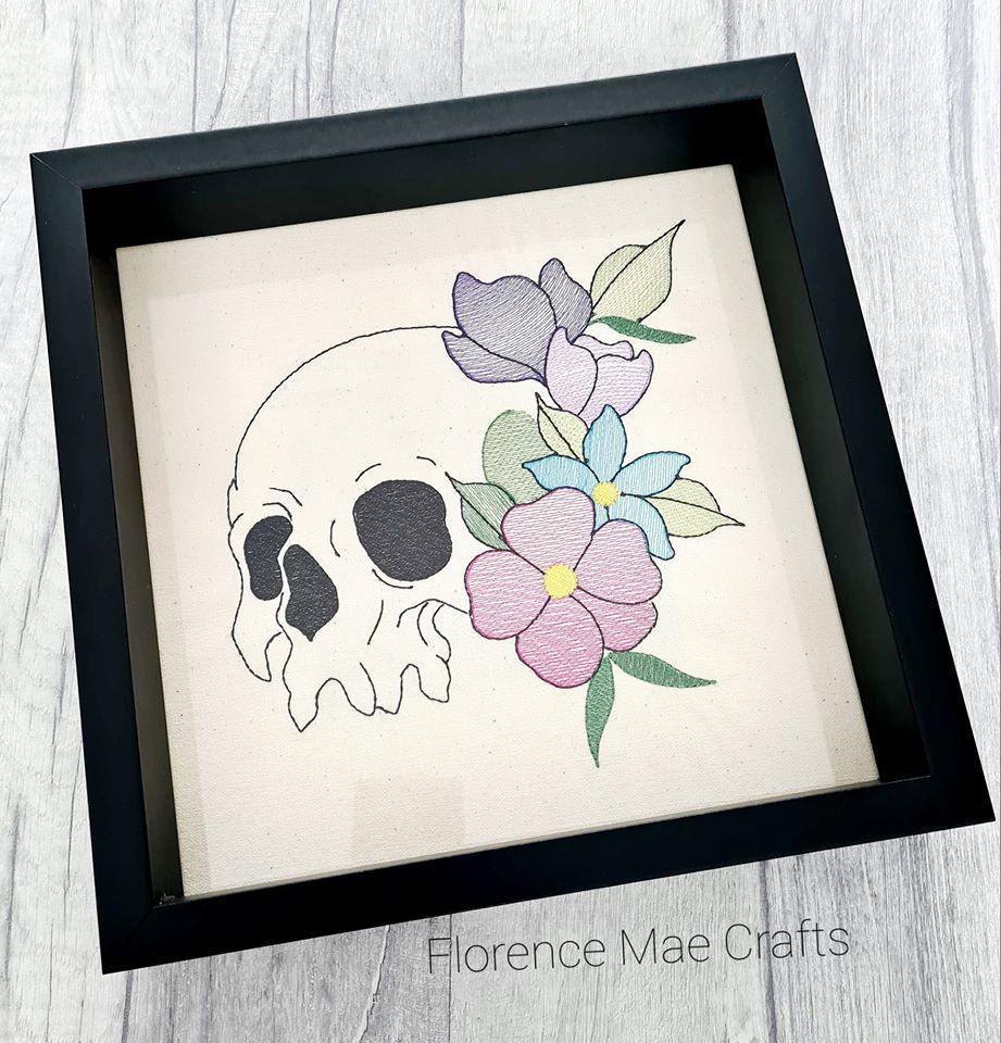 Skull flower embroidery design (5 sizes included) machine embroidery design DIGITAL DOWNLOAD