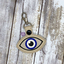 Load image into Gallery viewer, Eye applique snap tab 4x4 machine embroidery design DIGITAL DOWNLOAD