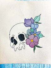 Load image into Gallery viewer, Skull flower embroidery design (5 sizes included) machine embroidery design DIGITAL DOWNLOAD