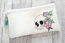 Load image into Gallery viewer, Skull Flower ITH Bag machine embroidery design DIGITAL DOWNLOAD