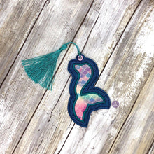 Load image into Gallery viewer, Mermaid Applique bookmark 4x4 machine embroidery design DIGITAL DOWNLOAD