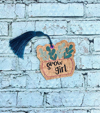 Load image into Gallery viewer, Grow girl Bookmark 4x4 machine embroidery design DIGITAL DOWNLOAD