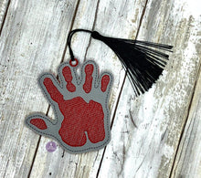 Load image into Gallery viewer, Bloody Hand sketchy Bookmark/Ornament 4x4 machine embroidery design DIGITAL DOWNLOAD