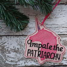Load image into Gallery viewer, Impale the Patriarchy sketchy Bookmark 4x4 machine embroidery design DIGITAL DOWNLOAD