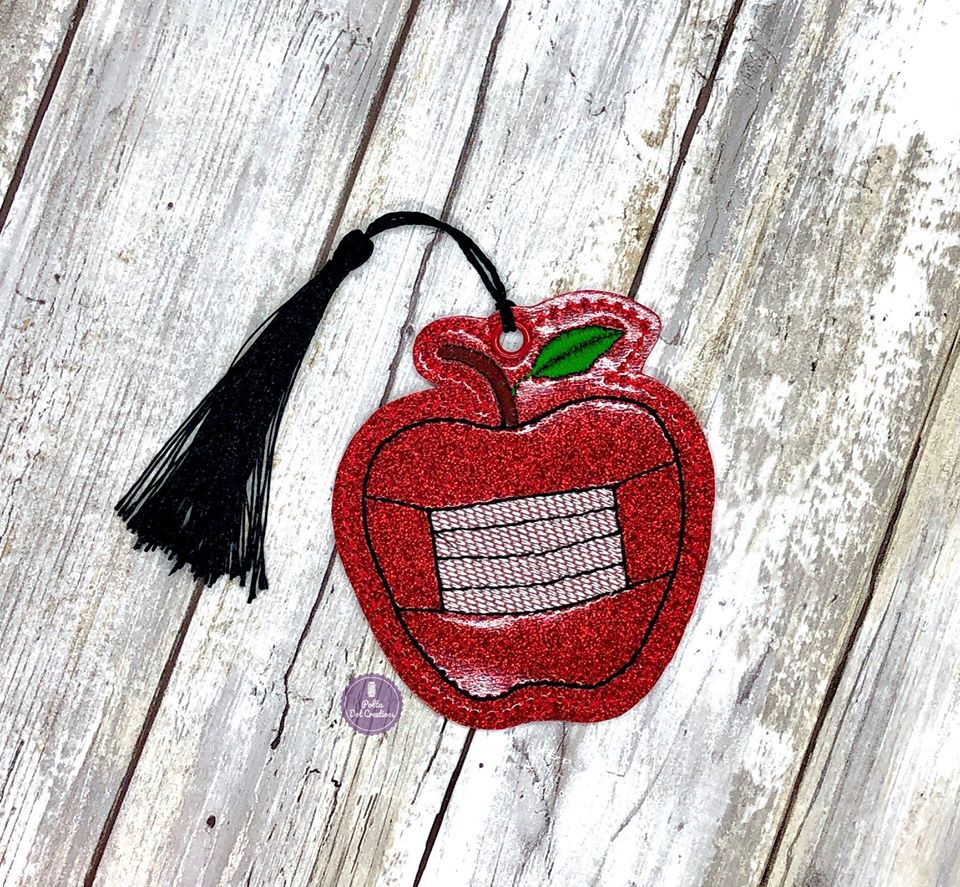 Mask to school snap tab bookmark 4x4 machine embroidery design DIGITAL DOWNLOAD