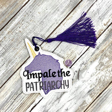 Load image into Gallery viewer, Impale the Patriarchy sketchy Bookmark 4x4 machine embroidery design DIGITAL DOWNLOAD