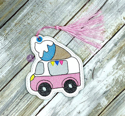 Ice Cream Truck sketchy Bookmark 4x4 machine embroidery design DIGITAL DOWNLOAD