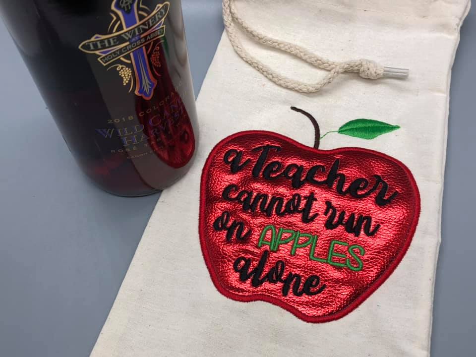 Teachers cannot run on apples alone applique (5 sizes included) machine embroidery design DIGITAL DOWNLOAD