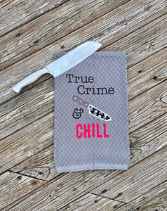 True Crime and Chill applique and fill versions machine embroidery design DIGITAL DOWNLOAD