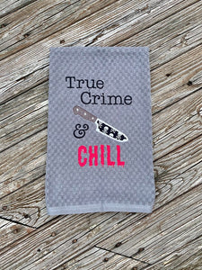 True Crime and Chill applique and fill versions machine embroidery design DIGITAL DOWNLOAD