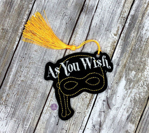 As you wish bookmark 4x4 machine embroidery design DIGITAL DOWNLOAD