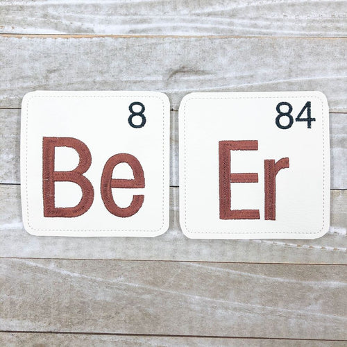Periodic Alcohol coaster set of 4 designs machine embroidery design DIGITAL DOWNLOAD