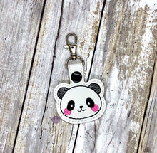Load image into Gallery viewer, Panda snap tab (single and multi files included) machine embroidery design DIGITAL DOWNLOAD