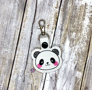 Panda snap tab (single and multi files included) machine embroidery design DIGITAL DOWNLOAD