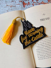 Load image into Gallery viewer, Have fun storming the castle bookmark/ornament 4x4 machine embroidery design DIGITAL DOWNLOAD