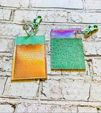 Load image into Gallery viewer, Key chain wallet (two styles and 4 variations) 5x7 hoop ITH machine embroidery design DIGITAL DOWNLOAD