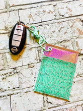 Load image into Gallery viewer, Key chain wallet (two styles and 4 variations) 5x7 hoop ITH machine embroidery design DIGITAL DOWNLOAD