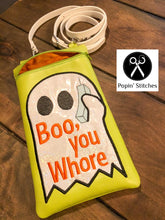 Load image into Gallery viewer, Boo You Whore ITH Bag (4 sizes Available) machine embroidery design DIGITAL DOWNLOAD