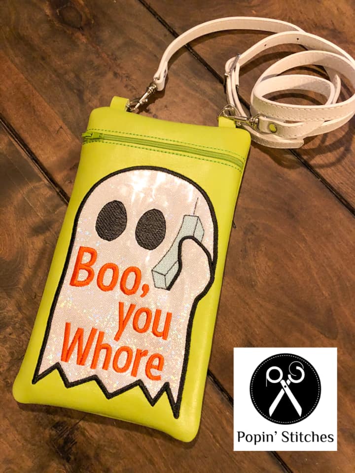 Boo You Whore ITH Bag (4 sizes Available) machine embroidery design DIGITAL DOWNLOAD