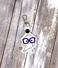 Load image into Gallery viewer, Ghost Glasses Snap tab (single and multi files included) machine embroidery design DIGITAL DOWNLOAD