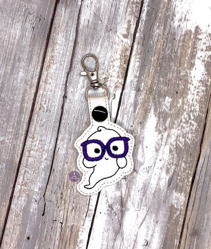 Ghost Glasses Snap tab (single and multi files included) machine embroidery design DIGITAL DOWNLOAD