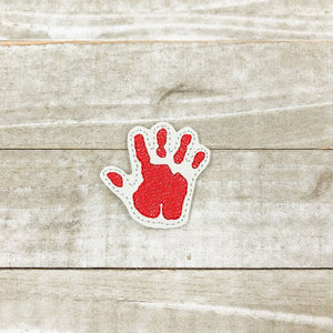 Bloody Hand sketchy Feltie 4x4 machine embroidery design DIGITAL DOWNLOAD