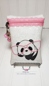 Panda Glasses Sketch ITH Bag 5 sizes available machine embroidery design DIGITAL DOWNLOAD